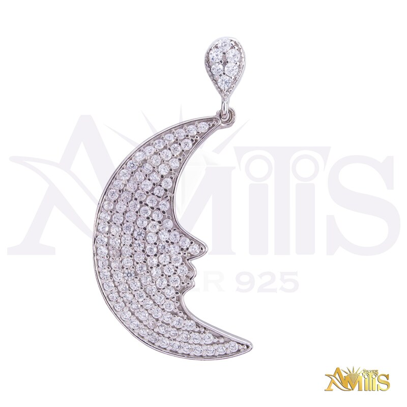  آویز گردنبند نقره زنانه آمیتیس مدل هلال ماه AMT-M136 