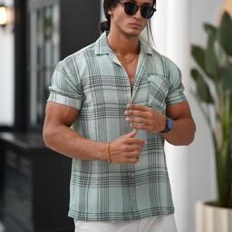 پیراهن کنفی حصیری مردانه برند مراکش مدل چهارخونه در 4طرح و رنگ مختلف بدون ابرفت باضمانت کامل