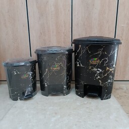 سطل زباله پدالی ماربل طرح سنگ،سایز کوچک،مخصوص دستشوی و حموم، رنگ مشکی، ارتفاع 23 قطر 20