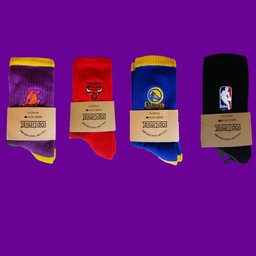 جوراب زنانه ساقدار گلدوزی شده نخ پنبه طرح تیم های بسکتبال