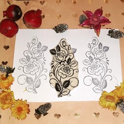 مهر دستساز بوته گل رز..مناسب برای انواع تزئینات و چاپ با پایه فوم فشرده