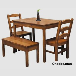 میز و صندلی نهارخوری با نیمکت تمام چوب