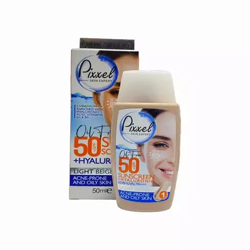 ضدآفتاب پیکسل  مناسب پوست چرب و جوش دار و مختلط رنگی بژ روشن SPF50 Pixxel حجم 50 میل