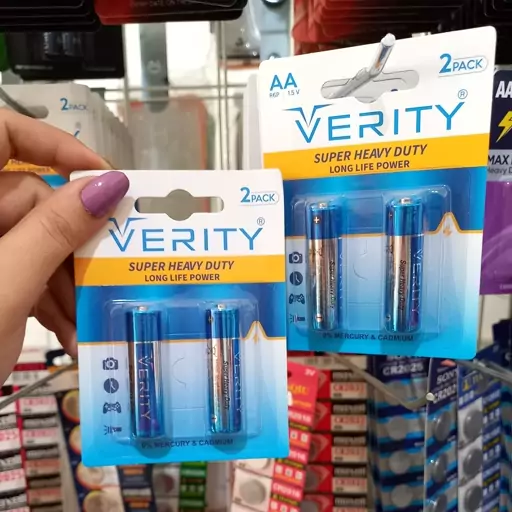 باتری نیم قلمی VERITY مدل Super Heavy Duty کارتی 2 عددی

