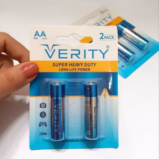 باتری نیم قلمی VERITY مدل Super Heavy Duty کارتی 2 عددی

