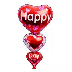 بادکنک فویلی سه تیکه Happy love day رنگ قرمز 