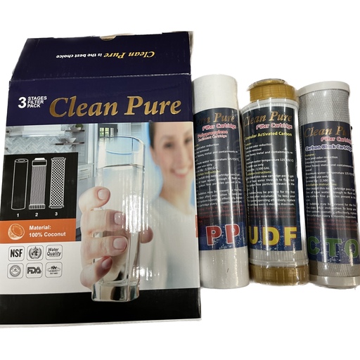 پک فیلتر 3مرحله اب دستگاه تصفیه آب خانگی برند Clean Pure