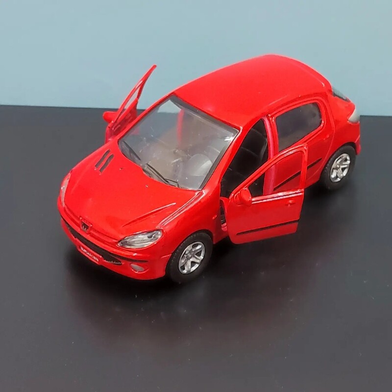ماشین فلزی مدل پژو 206 قرمز چراغدار موزیکال 