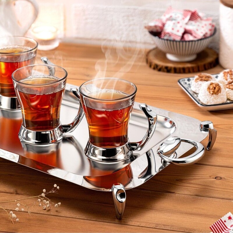 فنجان چای رامیسا سوفله دسته پافیلی 6 عددی پیرکس خارجی
