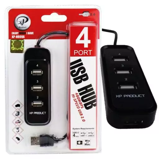 هاب  Hub USB چهار پورت ایکس پی پروداکت مدل XP-H808E - کد 12795