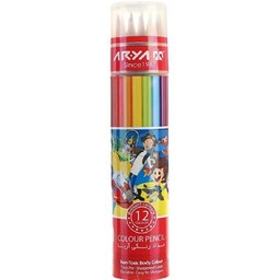 مداد رنگی 12 رنگ استوانه ای آریا مدل 3054