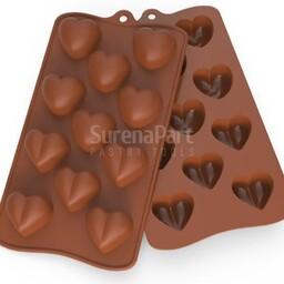 قالب سیلیکونی شکلات طرح قلب تپل رنگ قهوه ای ابعاد 11 در 19 سانت 