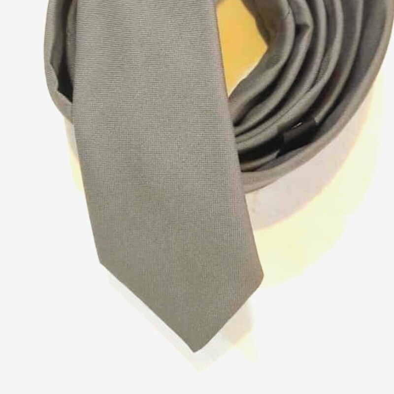 کراوات مردانه ساده طوسی رنگ  سایز باریک 