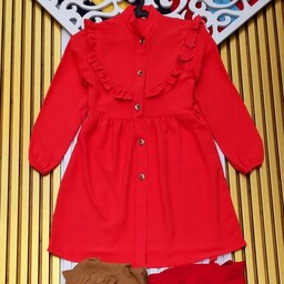 مانتو جلو چین ابروبادی دخترانه موجود در چهار سایز 55 ،60 و دو رنگ سرخابی و قرمز جذاب و شیک (ارسال رایگان)
