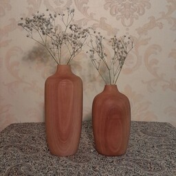 گلدان چوبی ست دو عددی 10و15سانتی چوب روشن دکوری کادویی