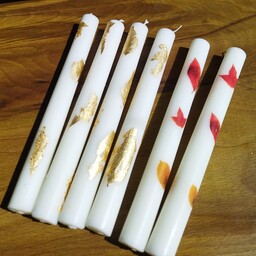 شمع قلمی با طراحی دست.ترانسفر. ورق طلا ی شمع خاص و زیبا     قابل سفارش  در انواع رنگ و طرح