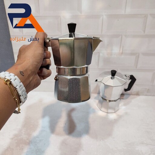 قهوه جوش موکاپات 3کاپ اسپرسوساز روگازی  جنس الومینیوم دسته نسوز 