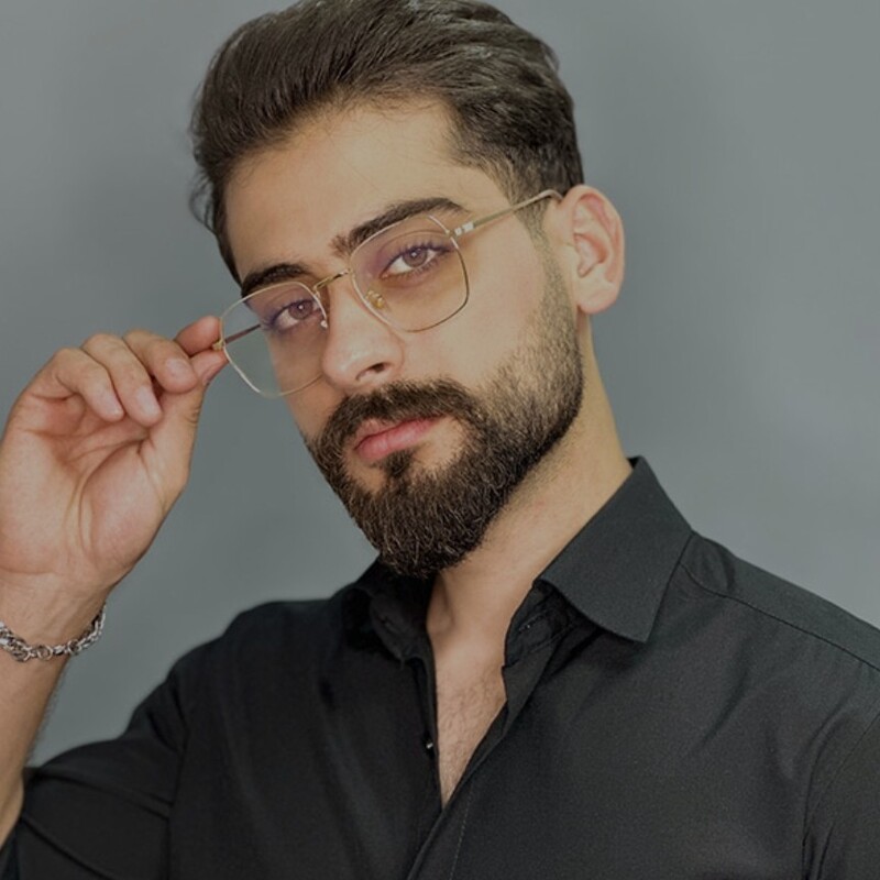 عینک طبی مردانه و زنانه طلایی مربعی بلوکات برند پلیس

