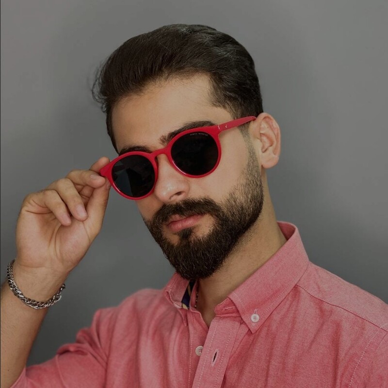 عینک آفتابی مردانه قرمز مشکی گرد برند جنتل مانستر یووی400