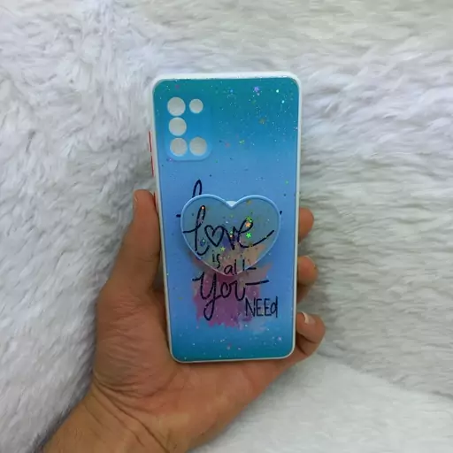 گارد (قاب) گوشی دخترانه A31 مدل رزین با پاپ سوکت طرح Love مناسب گوشی Samsung A31