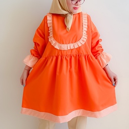 مانتو جدید عروسکی چیندار نخی تابستانی نارنجی