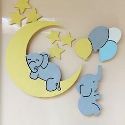 چراغ خواب کودک فیل و بادکنک  یا فیل و ماه 