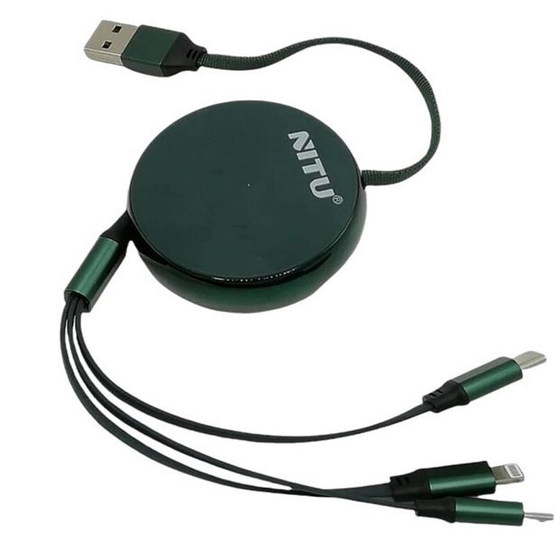 کابل تبدیل USB به USB-C، MicroUsb و لایتنینگ نیتو مدل Nitu UC090 طول 1.2 متر