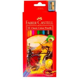 مداد رنگی 12رنگ فابرکاستل جعبه مقوایی به همراه تراش کیفیت عالی