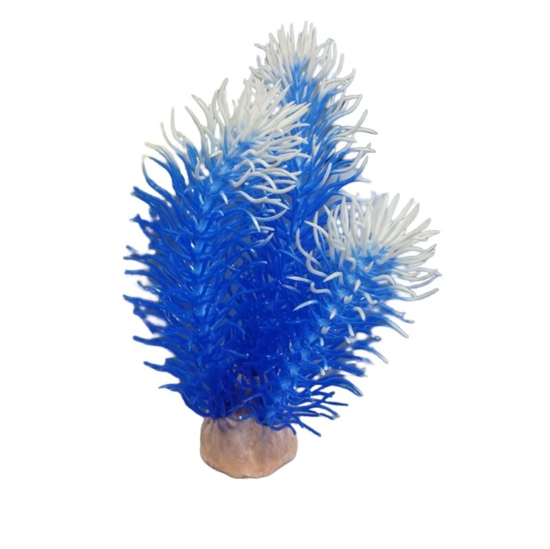 تزئینات و دکوری آکواریوم گیاه مصنوعی شویدی رنگ آبی سفید