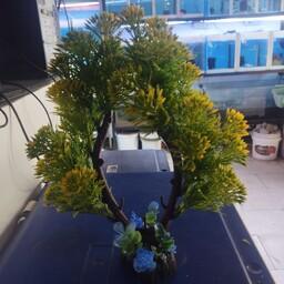 گیاه مصنوعی درختچه مدل یو سبز زرد