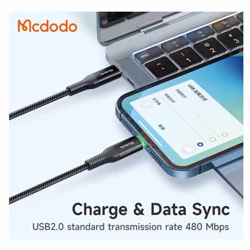 کابل تبدیل USB-C به لایتنینگ مک دودو مدل Auto Power Off طول 1.2 متر      سیاه