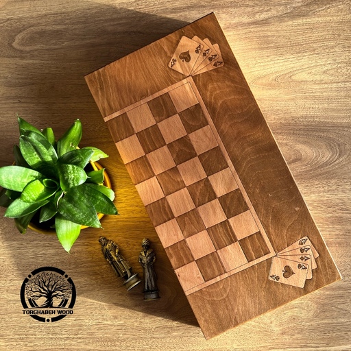 شطرنج چوبی طرح کارت تخته چوبی 