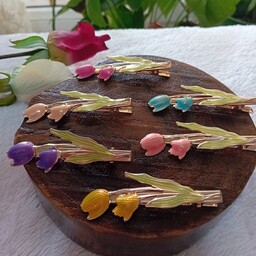 گیره انبری فلزی طرح گل لاله در 6 رنگ خاص و زیبا