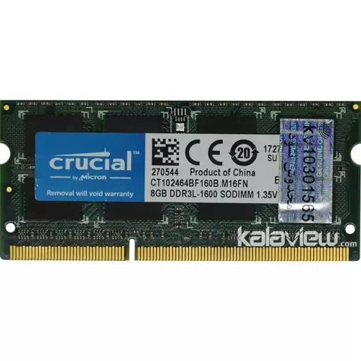 رم لپ تاپ کروشیال 8GB مدل DDR3L باس 1600MHZ-12800 چین CT102464BF160B.M16FN تایمینگ CL11