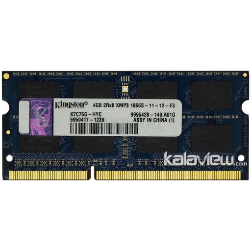 رم لپ تاپ کینگستون 4GB مدل DDR3 باس 1866MHZ-14900 چین X7C75G-HYC تایمینگ CL13