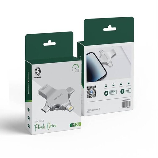فلش مموری چهار کاره 64 گیگابایت  برند گرین لاین با 8 ماه گارانتی 4in1 usb flash drive 