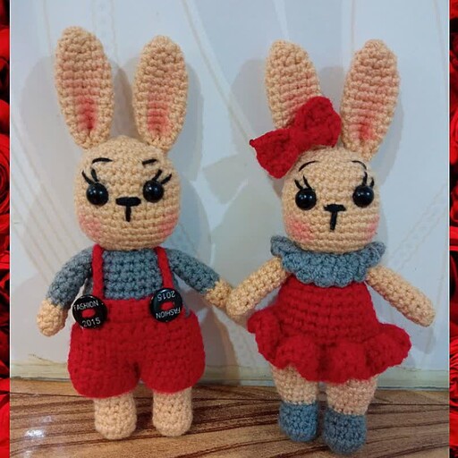 عروسک بافتنی خرگوش دختر و پسر