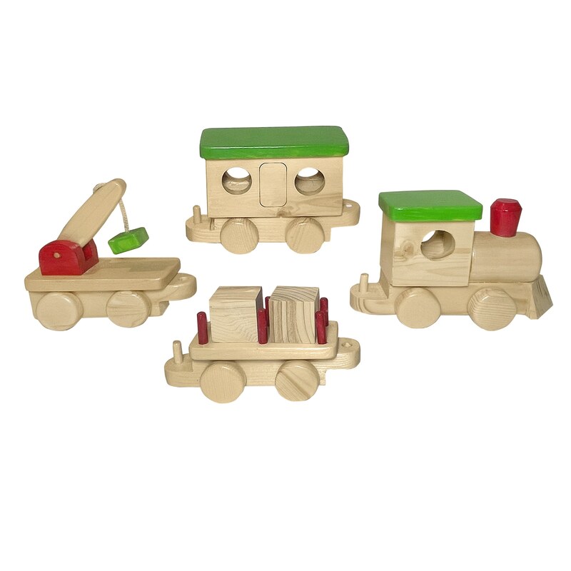 اسباب بازی چوبی  قطار دیاکو لو کو  دارای چهار واگن وجزا