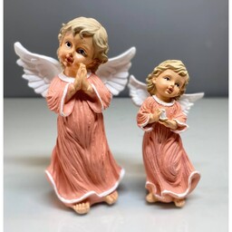 مجسمه دکوری پلی استر مدل فرشته دعا خوان مجموعه 2 عددی