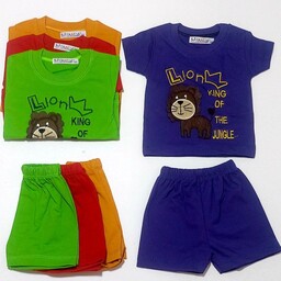 تی شرت شلوارک ست پسرانه مناسب سایز 30-35می باشد در رنگبندی مطابق تصویر مناسب نوزاد تا  1سال 