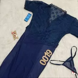 لباس خواب بلند Love Lingerie کد L0019 رنگ سورمه ای مناسب سایز 38 تا 42