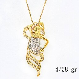 گردنبند نقره زنانه عیار 925 طرح جواهر آبکاری طلا فرشته جنگجو