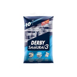 خود تراش مردانه Derby مدل Samurai 3 Blades بسته 10 عددی