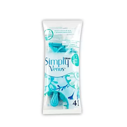 خودتراش زنانه 2 تیغه ژیلت مدل simply venus بسته 4 عددی