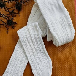 جوراب شلواری دخترانه گندمی رنگ صورتی و سفید چهار سایز S  و M  و L و XL