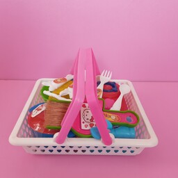 سرویس آشپزخانه گلنار ظرف و قابلمه اسباب بازی دخترانه (اسباب بازی سرویس آشپزخانه 13 تیکه )  