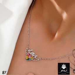 گردنبند نقره قلب بال فرشته لاو با کریستال سواروسکی  نقره 925 ایتالیایی و آبکاری طلاسفید