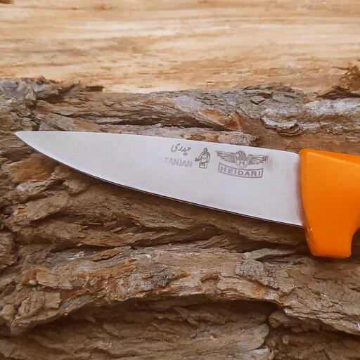 چاقو  زنجان برند حیدری مدل بیخصی با تیغه استیل فولاد ضدزنگ و دسته پلکسی با ارسال رایگان 