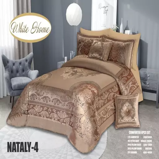 روتختی مخمل شانل white homeمدل Nataly دونفره 8 تکه رنگ طوسی 