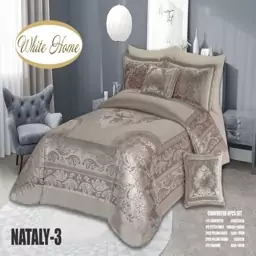 روتختی مخمل شانل white homeمدل Nataly دونفره 8 تکه رنگ بژ